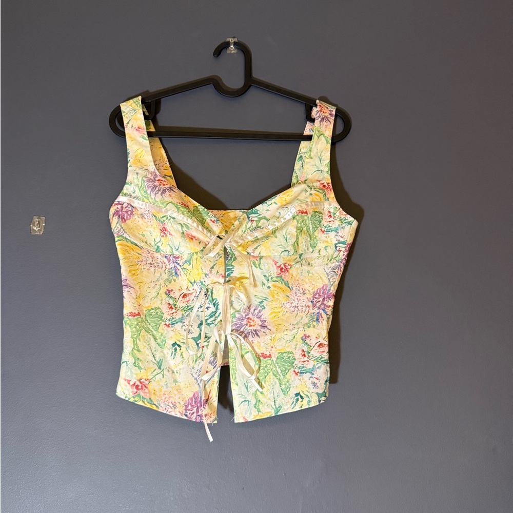 Floral Lace-Up Women's Top